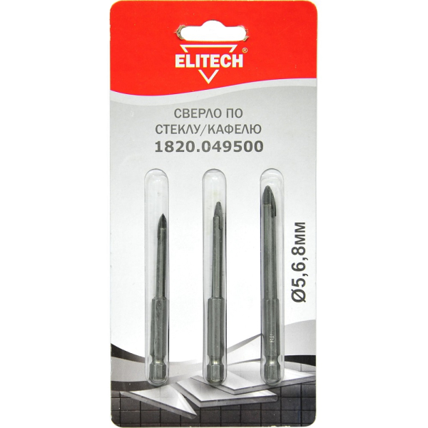 Набор сверл ELITECH по стеклу 3 шт.   1820.049500