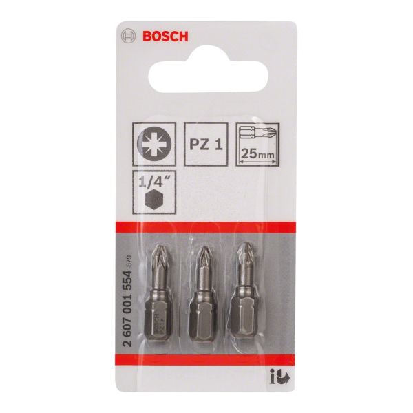 Набор бит BOSCH из 3 штук PZ1 25мм     2.607.001.554
