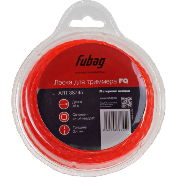 Леска Fubag 2,4*15 м (витой квадрат)