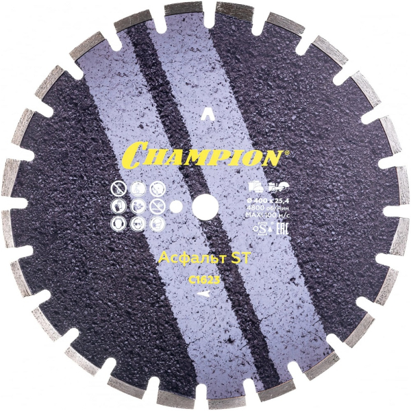 Диск алмазный CHAMPION Asphafight ST асфальт 400*25.4 мм сегмент   C1623