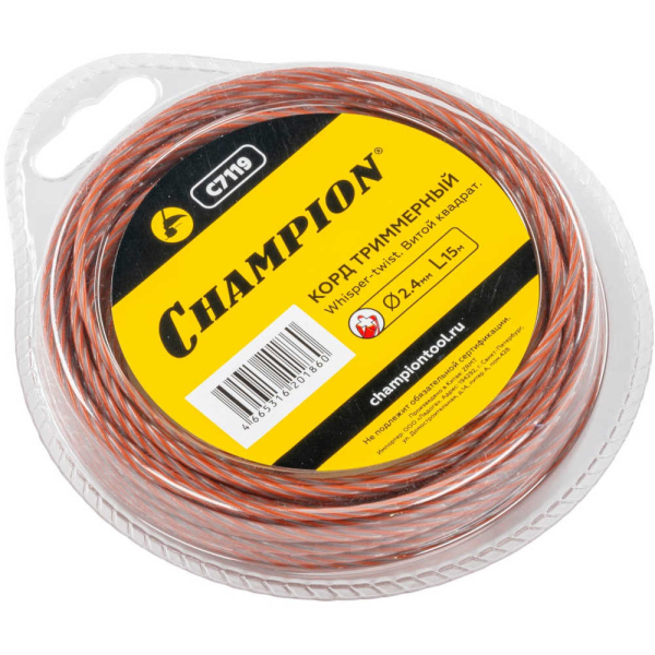 Леска CHAMPION Whisper-twist 2,4*15 м (витой квадрат)   C7119