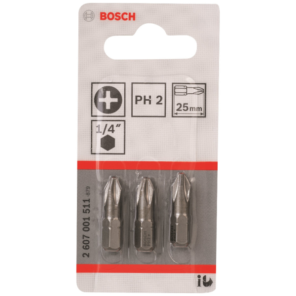 Набор бит BOSCH из 3 штук PH2 25мм     2.607.001.511