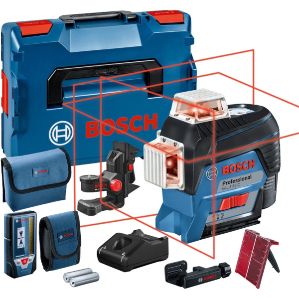 Лазерный уровень BOSCH GLL 3-80C+BM1+LR7+L-boxx    0.601.063.R05