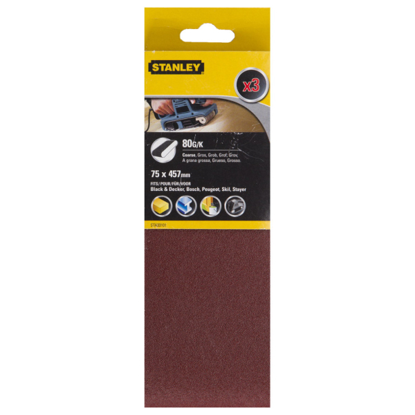 Лента шлифовальная STANLEY 75*457 K-80   STA33101
