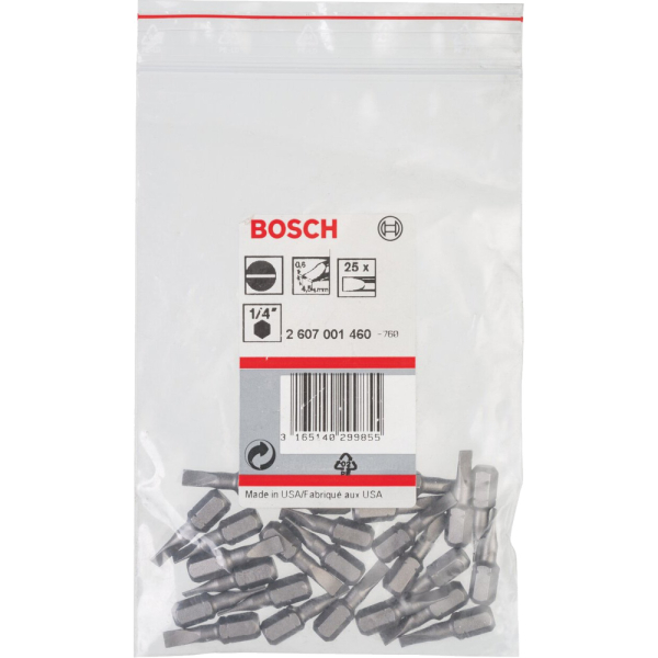 Набор бит BOSCH из 25 штук S 0.6*4.5 25мм     2.607.001.460