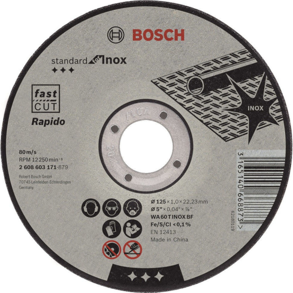 Диск абразивный BOSCH 125*22*1,0 нержавейка     2.608.603.171