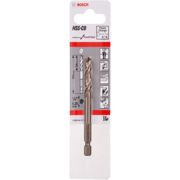 Сверло BOSCH центрирующее HSS-CO 1/4" 80мм   2.608.584.677