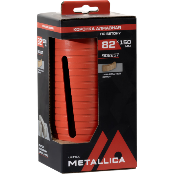 Коронка алмазная сегментная удлин.METALLICA Ultra 82x150 мм,М16,без хвостовика,по бетону   902257