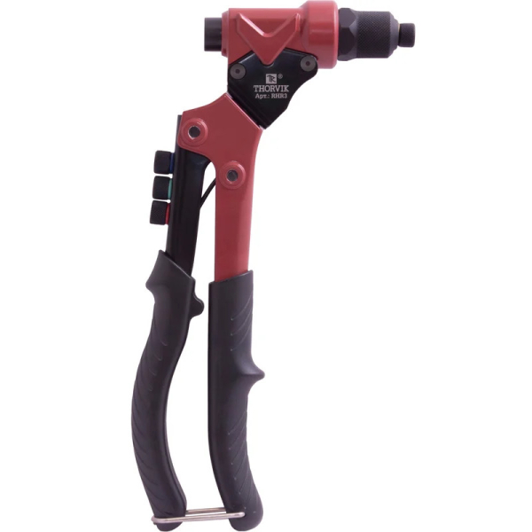 Заклепочник рычажный THORVIK универсальный с поворотной головой для вытяжных и резьбовых заклепок