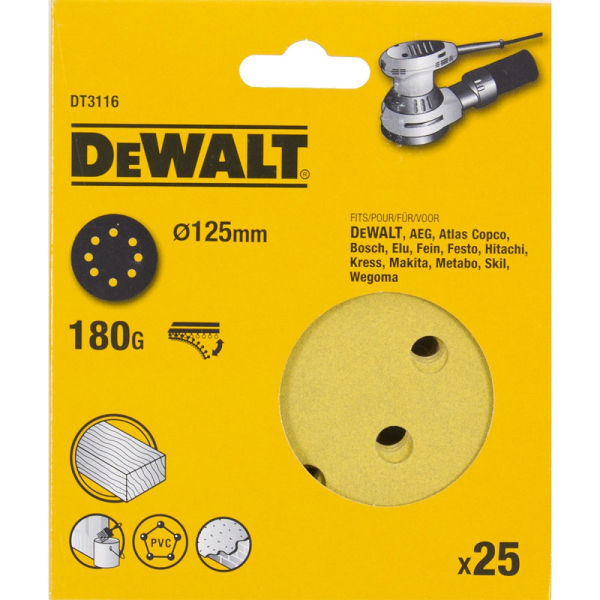 Шкурка ОШМ DEWALT  d 125  DT  3116  XM   Р-180   DT3116-QZ