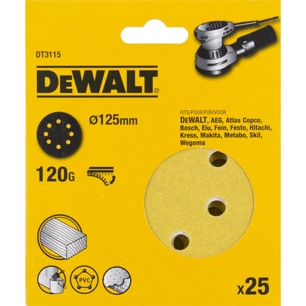 Шкурка ОШМ DEWALT  d 125  DT  3115  XM   Р-120   DT3115-QZ