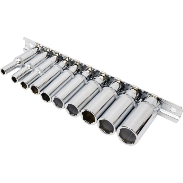 Набор торцевых глубоких головок OMBRA 1/4"DR на держателе, 5-14 мм, 10 предметов