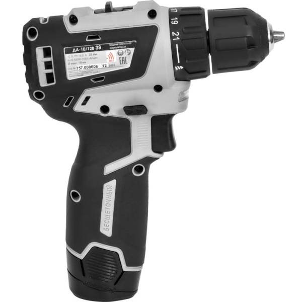 Дрель аккумуляторная Интерскол ДА-10/12 В МиниМАКС (2 акк.12v 3,0Ah Li-Ion, кейс)   757.3.2.40