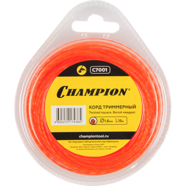 Леска CHAMPION Twisted Square 1,6*15 м (витой квадрат)   C7001