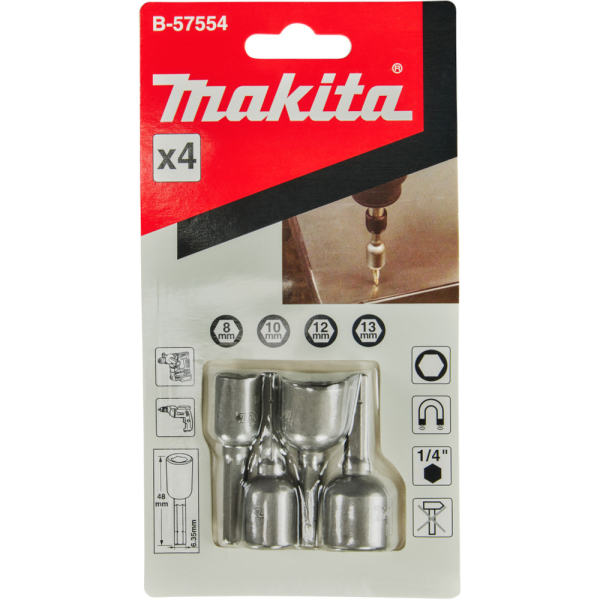 Набор торцевых магнитных головок Makita С-form (4 шт.)   B-57554