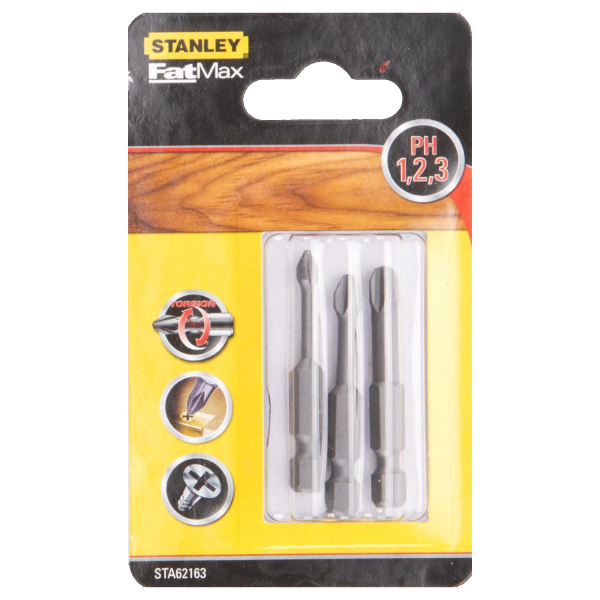 Набор бит STANLEY  FatMax Torsion PH 1, 2, 3*50мм из 3 штук  STA62163