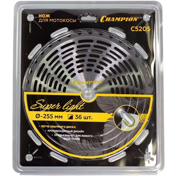 Нож CHAMPION для триммера Super Light 36 зубчатый d=255*25,4mm твердосплавные зубцы   C5205