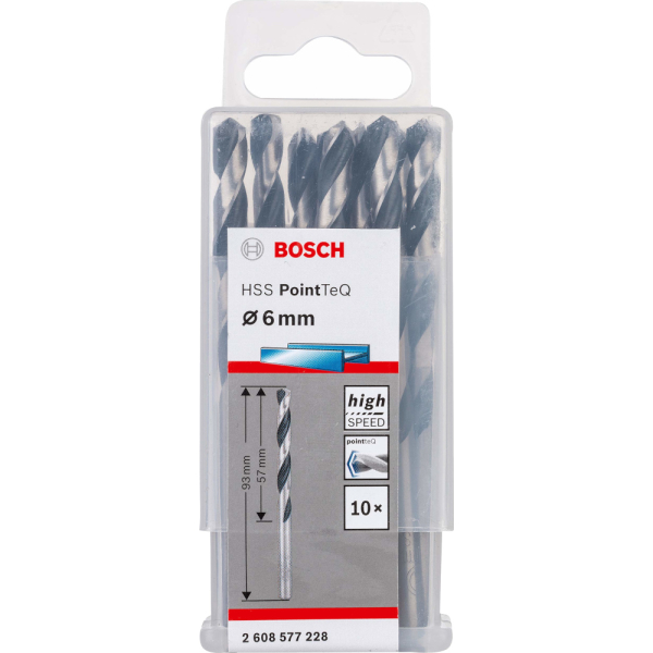 Сверло BOSCH PointTeQ 6.0*93 по металлу спиральное 10шт     2.608.577.228