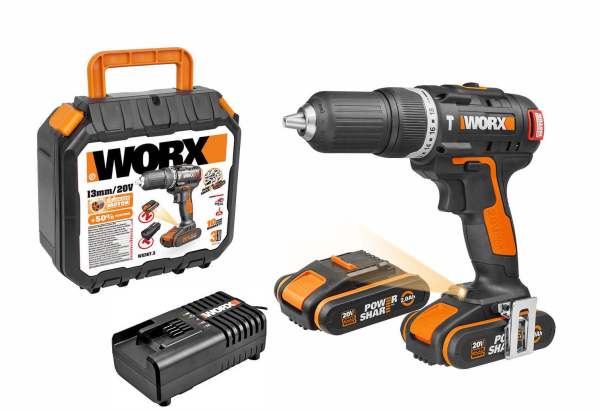 Дрель аккумуляторная WORX WX367.3  20V 2,0Ач кейс