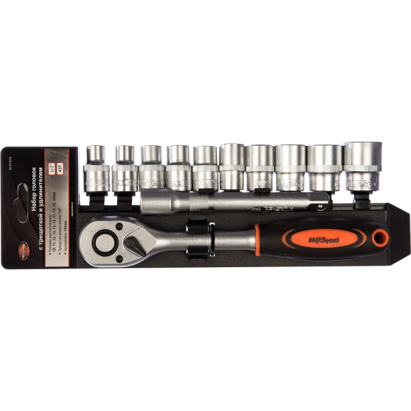 Набор головок с трещоткой AV Steel 12 предметов 1/2"  AV-011012