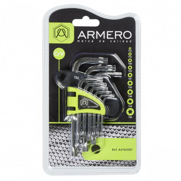 Набор ключей ARMERO короткие TORX Cr-V (9 шт)      A410/097