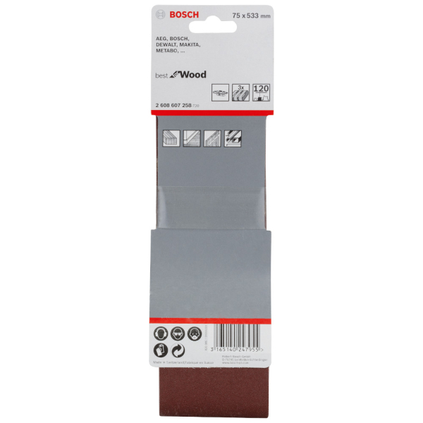 Шкурка BOSCH   75*533   Р-120 (уп. 3шт)  2.608.607.258