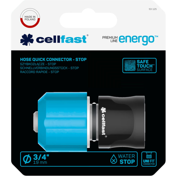 Коннектор CELLFAST ERGOLINE с аквастопом 3/4"