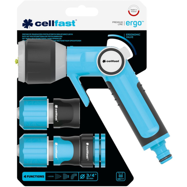 Пистолет для полива CELLFAST ERGOLINE многофункциональный 3/4" + набор