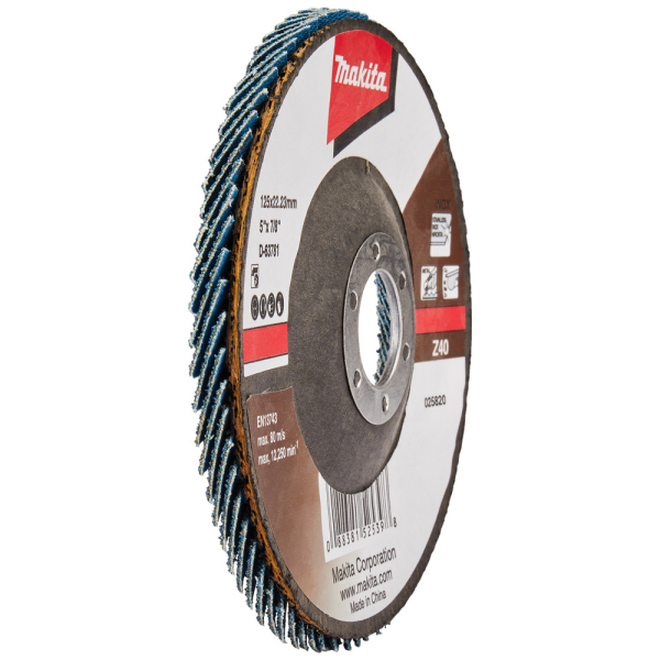 Диск лепестковый Makita 125*22мм К40 угловой, основа стекловол.   D-63781