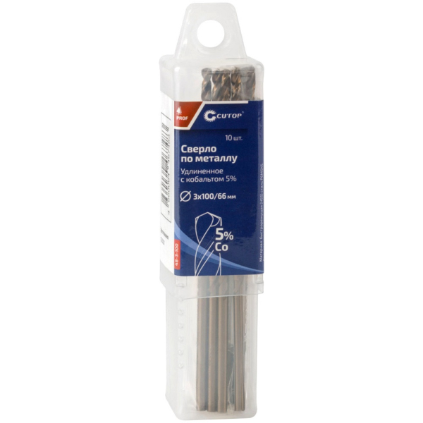 Сверло Cutop Profi 3*100 по металлу удлиненное 10 шт   48-3-100