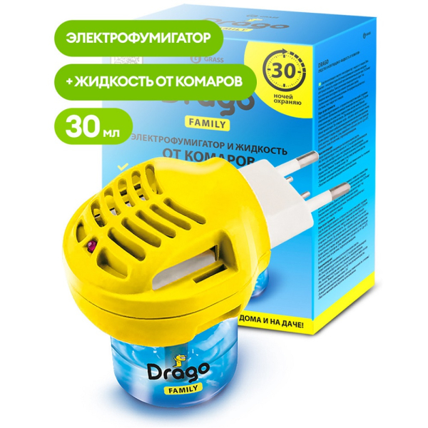 Жидкость от комаров + электрофумигатор GRASS Drago 30мл.   NS-0002