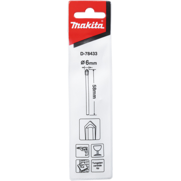 Сверло Makita по стеклу 6*58   D-78433