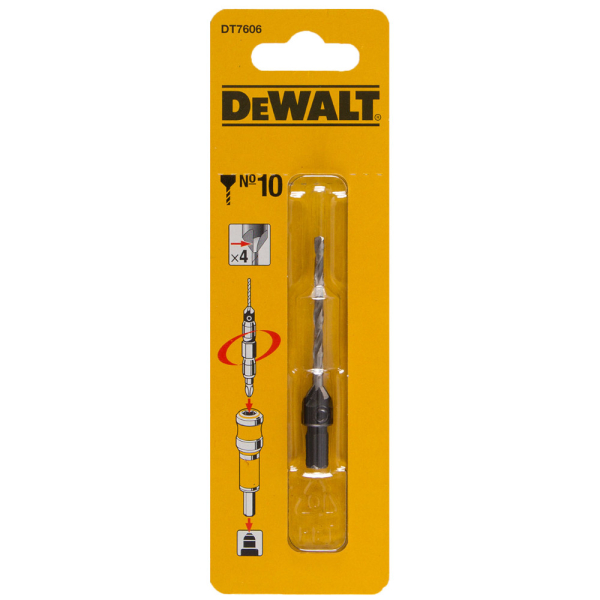 Сверло DEWALT пилотное и зенкер №10   DT 7606