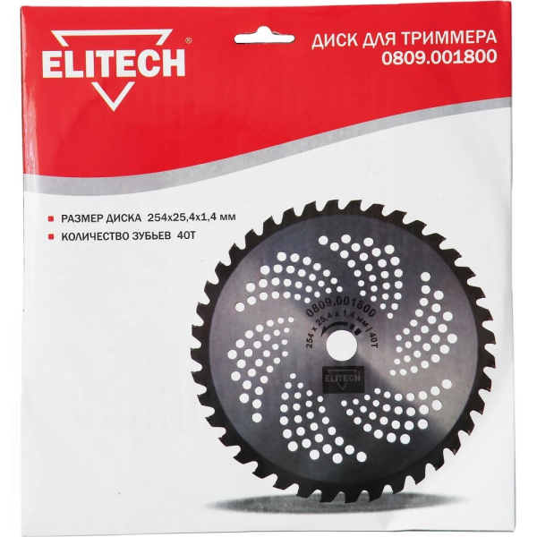 Нож ELITECH  40 зубчатый 254*25,4 мм     0809.001800