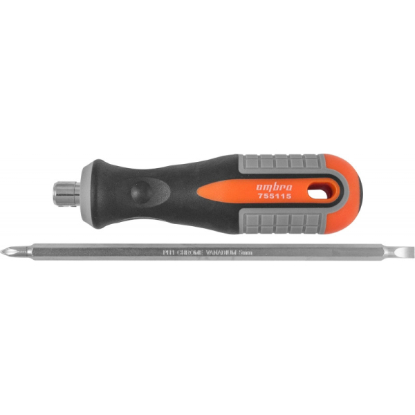 Отвертка OMBRA стержневая двусторонняя ROUND GRIP, РН1,SL5x150 мм   755115