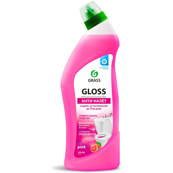 Гель чистящий для ванны и туалета GRASS "Gloss pink" 750 мл.   125543