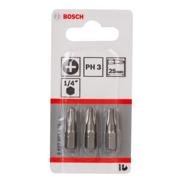Набор бит BOSCH из 3 штук PH3 25мм     2.607.001.515