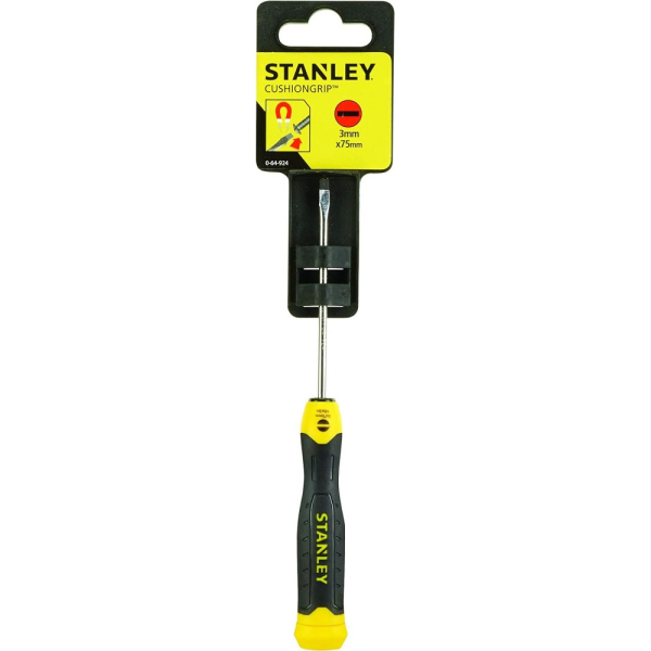 Отвертка STANLEY CUSHIONGRIP прямой шлиц 3x75мм     0-64-924