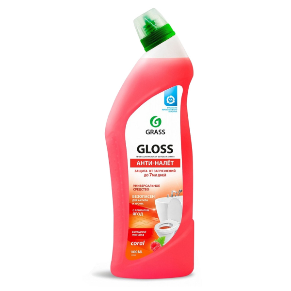 Гель чистящий для ванны и туалета GRASS "GLOSS coral" 1000 мл   125548