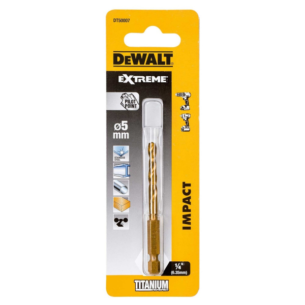 Сверло DEWALT TITAN по металлу 5 мм   DT 50007    (1шт в упак)