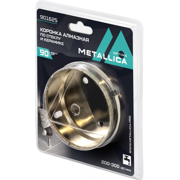Коронка алмазная METALLICA Optima 90x55 мм по стеклу,плитке,1 шт в блистере   901625