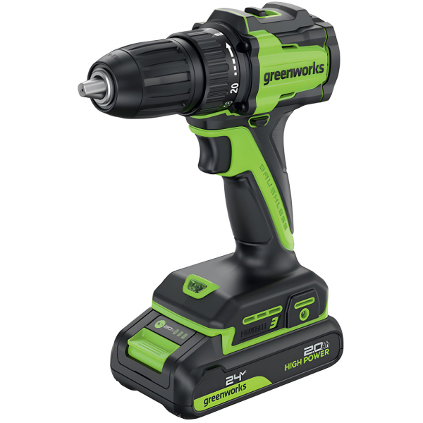 Дрель-шуруповерт аккумуляторный GREENWORKS DD345 24 V 2Ач   3708307CUA