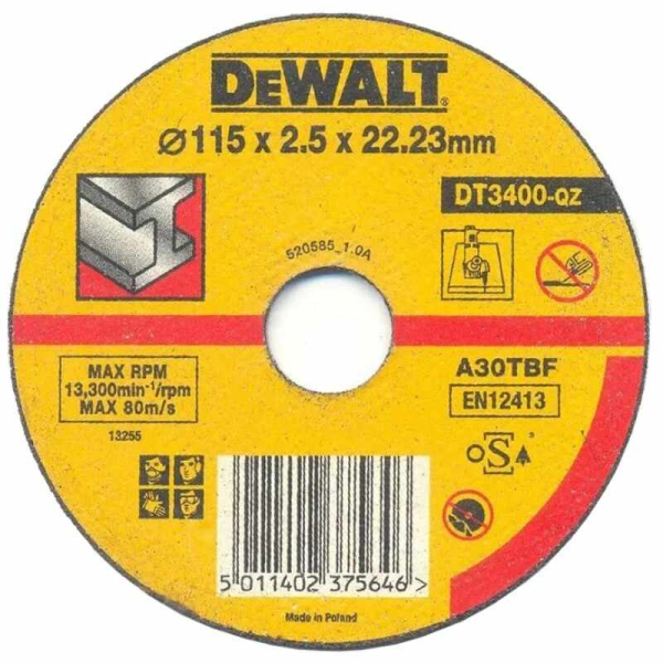 Диск абразивный DEWALT 115*2,5*22.2 металл DT 3400