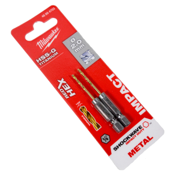 Сверло Milwaukee RedHEX HSS-G TiN по металлу 2.0 мм 2 шт