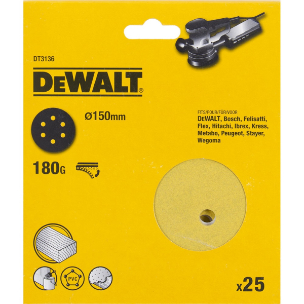 Шкурка ОШМ DEWALT  d 150  DT  3136  XM   Р-180   DT3136-QZ