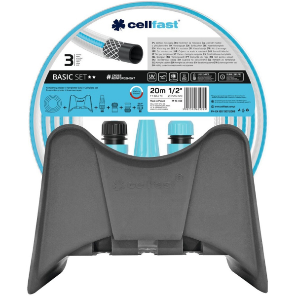 Поливочный набор BASIC 1/2" 20 м + подвеска для шланга CELLFAST