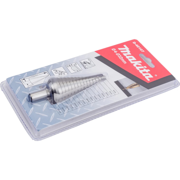 Сверло ступенчатое Makita HSS ф 4-32мм   D-40107