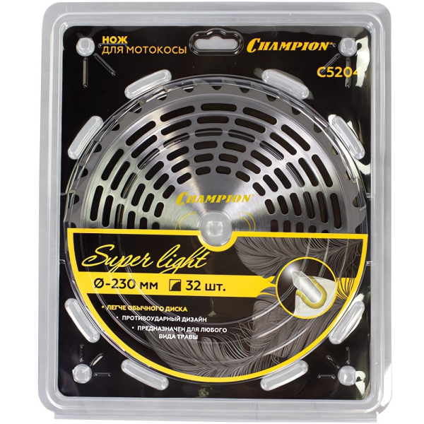 Нож CHAMPION для триммера Super Light 32 зубчатый d=230*25,4mm твердосплавные зубцы   C5204
