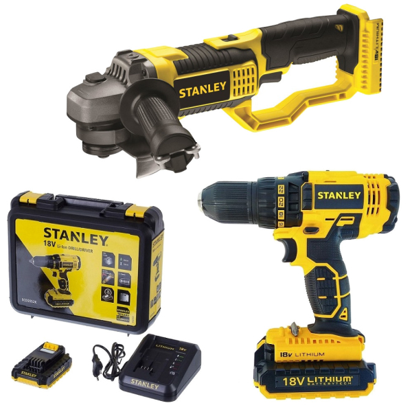 Дрель аккумуляторная STANLEY SCD 20 S2K + УШМ STSC 1840