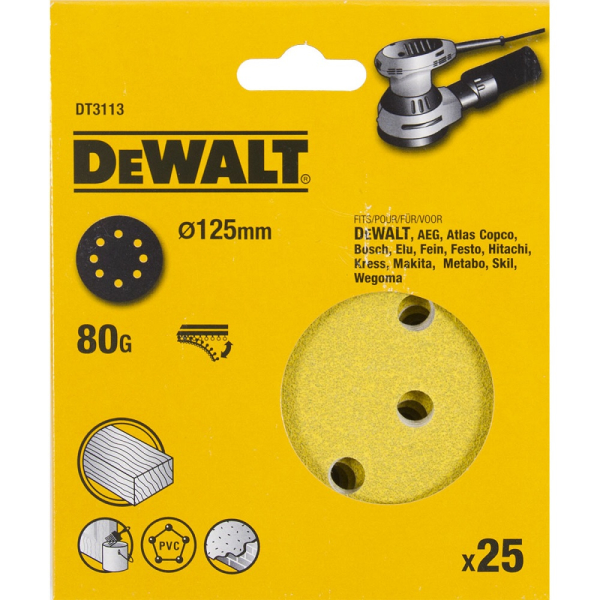 Шкурка ОШМ DEWALT  d 125  DT  3113  XM   Р- 80   DT3113-QZ
